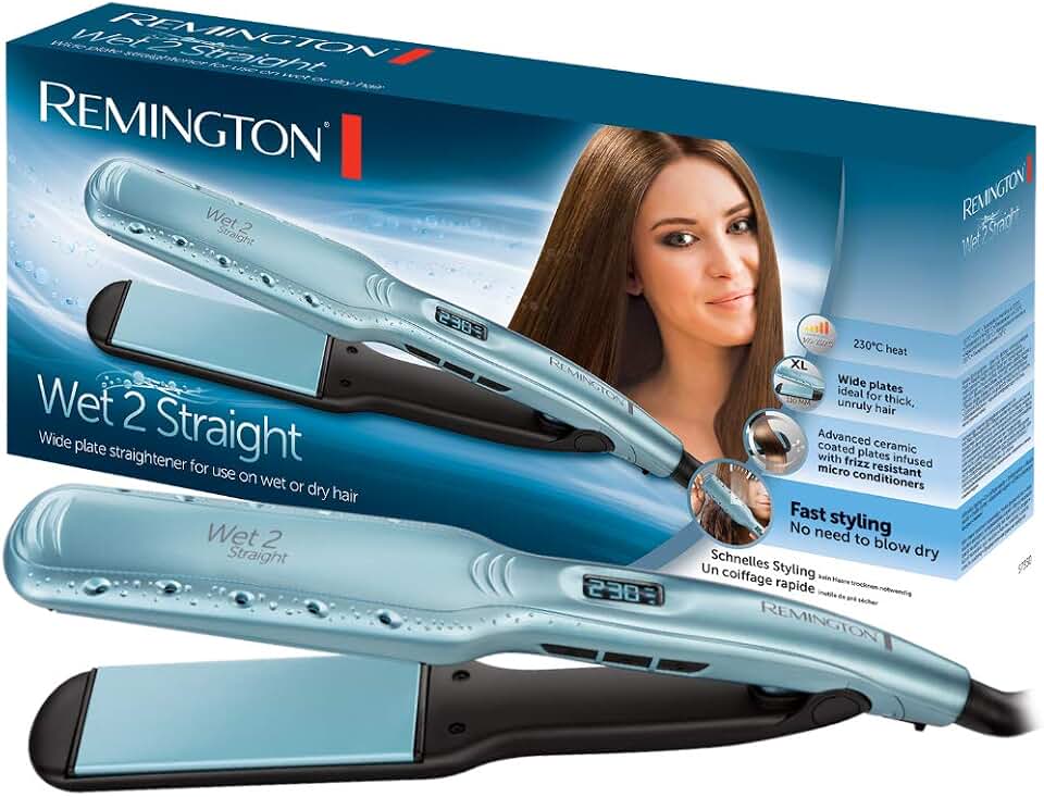 Remington Plancha Pelo 2 en 1: alisa y seca Wet2Straight uso