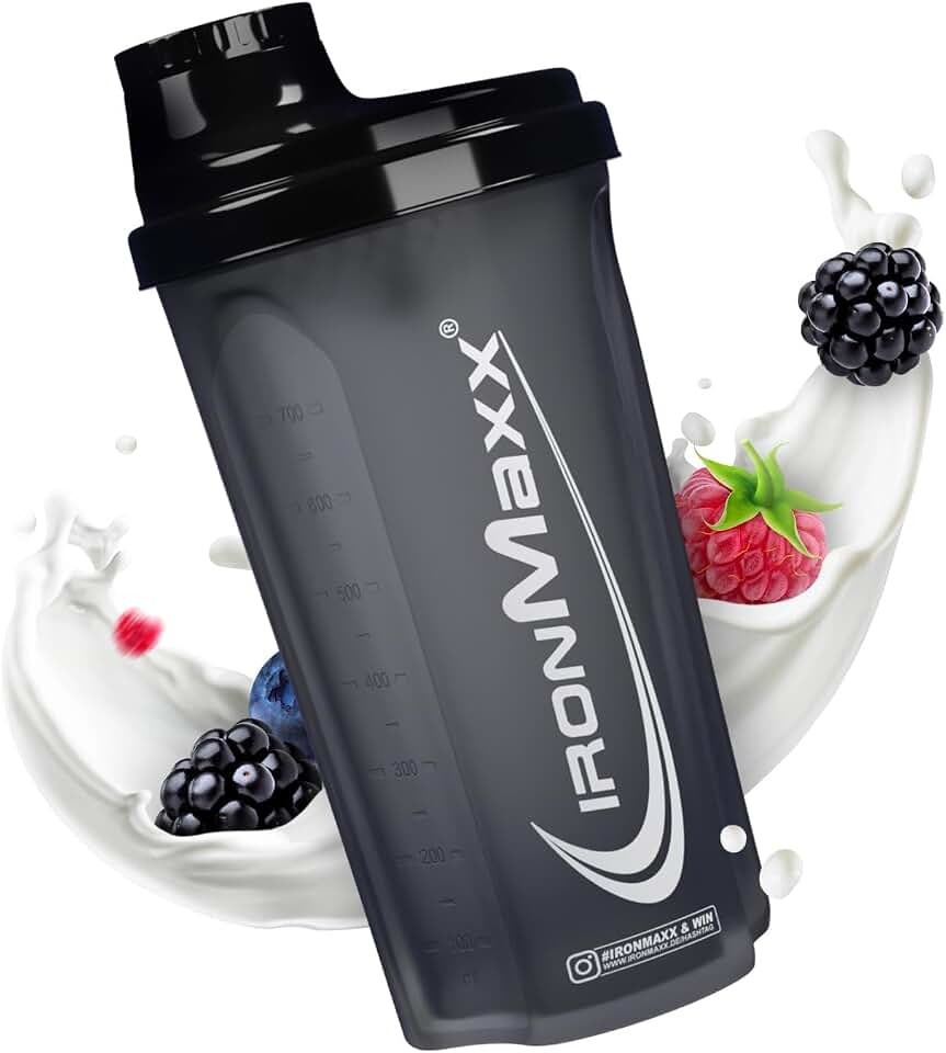 IronMaxx Protein Shaker - 700ml Negro Noche| Agitador de