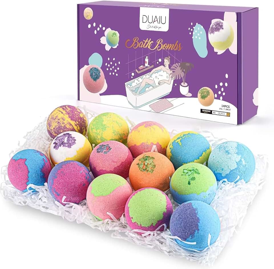 DUAIU Bombas de Baño -14 Bombas de Baño Naturales para Niños