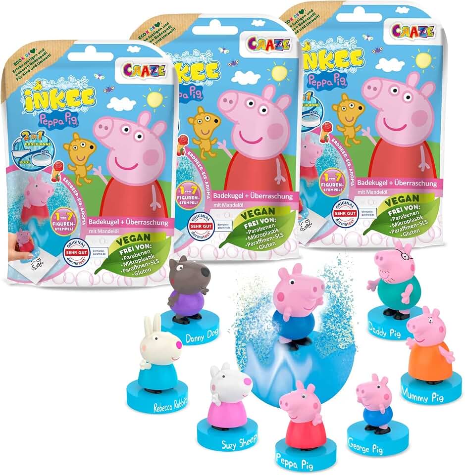 INKEE Pack 3 Bombas de Baño Infantiles de Peppa Pig con