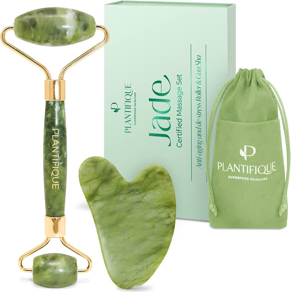 PLANTIFIQUE Gua Sha y Rodillo Facial de Jade