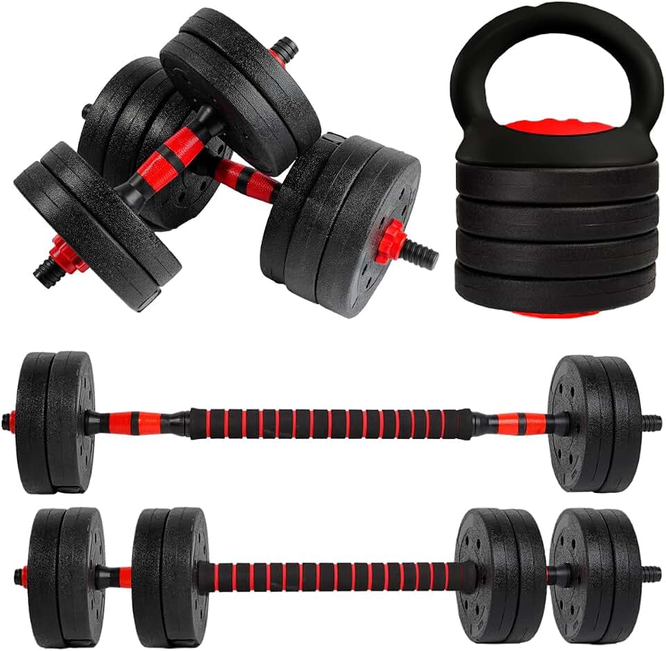unycos - Juego de Mancuernas Ajustables 10-40 kg con Barra