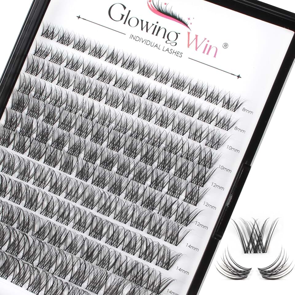 Glowing Win Pestañas Postizas Naturales DIY Cluster 144PCS