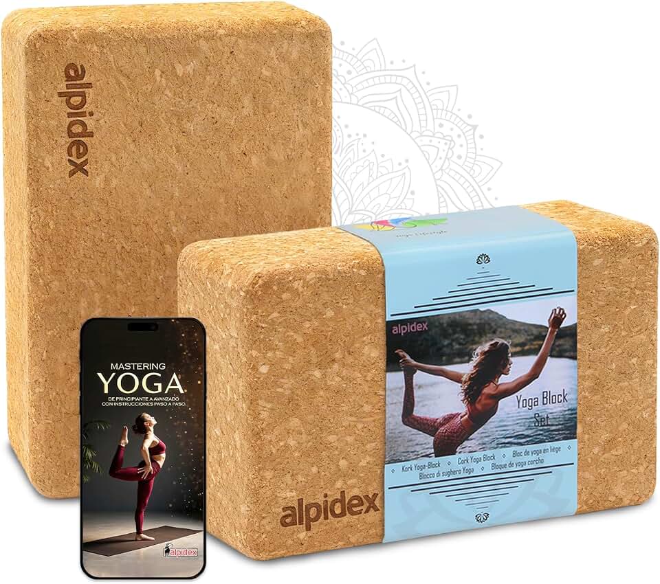 ALPIDEX Bloque de Corcho Juego de 2 Yoga Block Cork