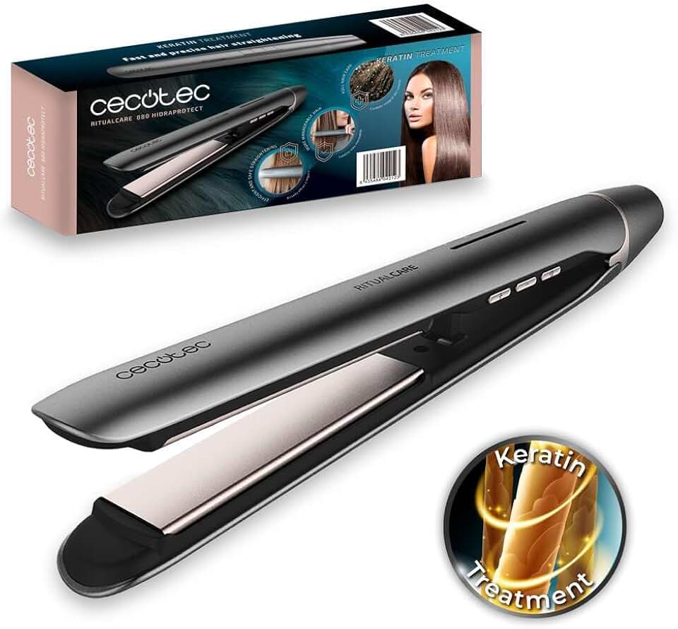 Cecotec Plancha de Pelo con Revestimiento de Queratina y