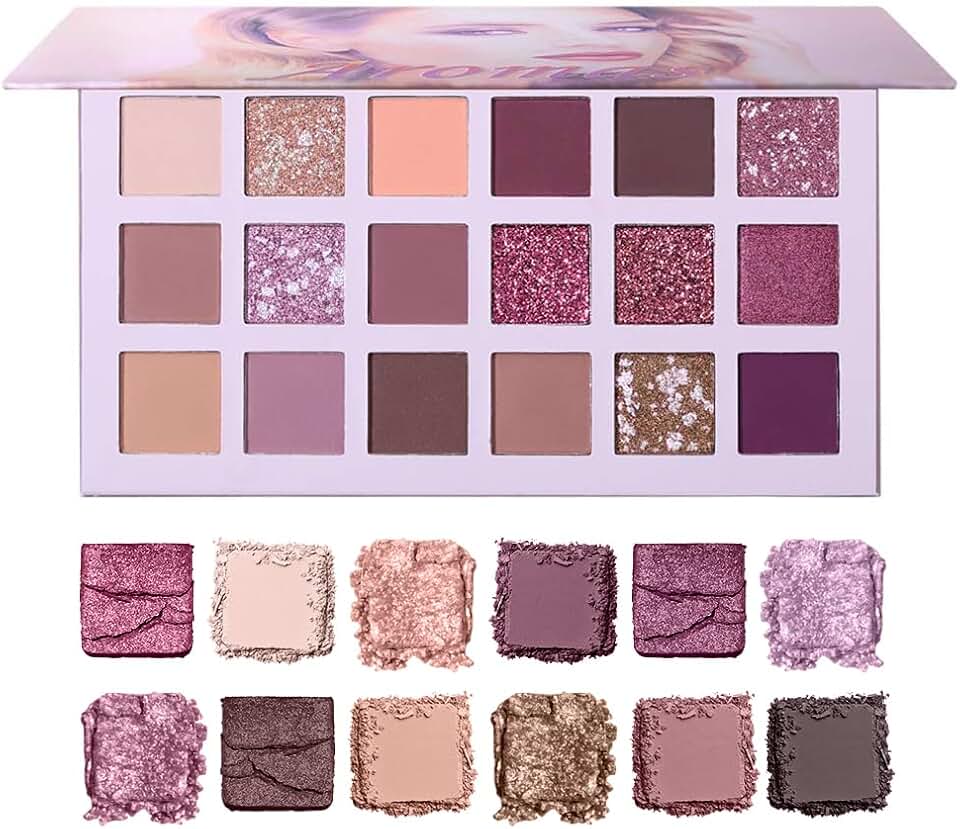 Ucanbe 18 Colores Paleta Sombras Brillo Mate Pigmentado Rosa
