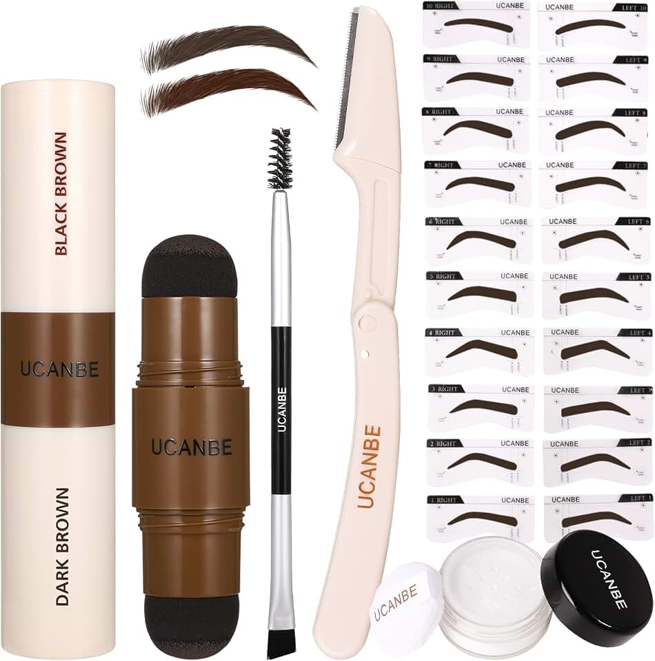 Ucanbe Kit de Estampas y Plantillas de Cejas 25 Piezas