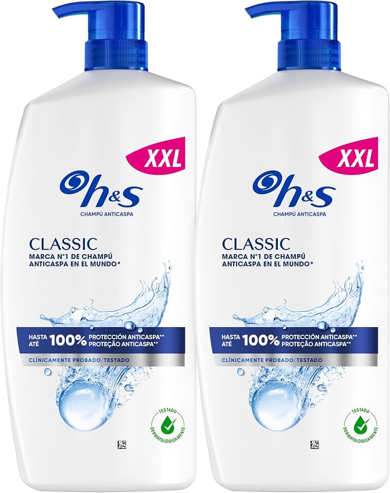 H&S Classic Champú Anticaspa 2x1000ml con Dispensador