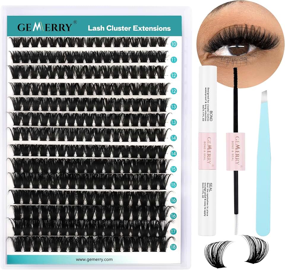 Gemerry Kit Pestañas Postizas Individuales 80D 10-18mm